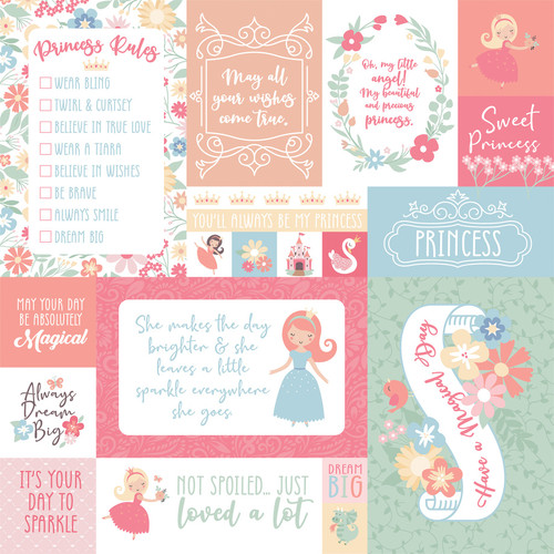 25 Pack Our Little Princess Double-Sided Cardstock 12"X12"-Multi Journaling Cards OLP271-3