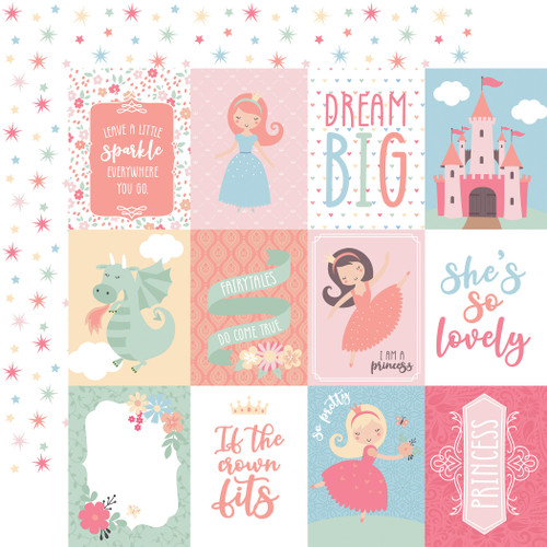 25 Pack Our Little Princess Double-Sided Cardstock 12"X12"-3X4 Journaling Cards OLP271-6 - 793888094109