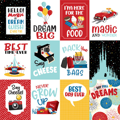 25 Pack Believe In Magic Double-Sided Cardstock 12"X12"-3"X4" Journaling Cards CBBIM148-3