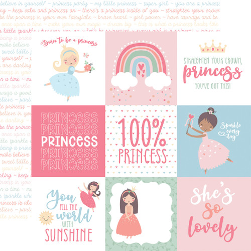 25 Pack Our Little Princess Double-Sided Cardstock 12"X12"-4X4 Journaling Cards OLP271-9 - 793888094406