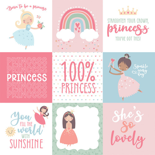 25 Pack Our Little Princess Double-Sided Cardstock 12"X12"-4X4 Journaling Cards OLP271-9