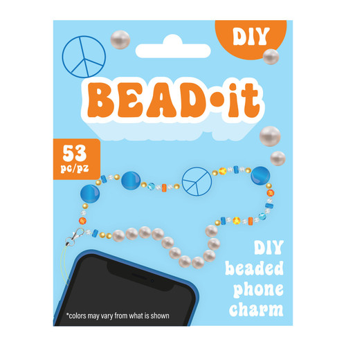 3 Pack Bead It DIY Phone Charm Kit-Peace Sign, 53 Pieces 34015259 - 718813979153