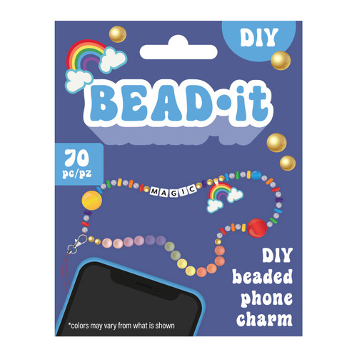 3 Pack Bead It DIY Phone Charm Kit-Rainbow, 70 Pieces -34015233 - 718813978989