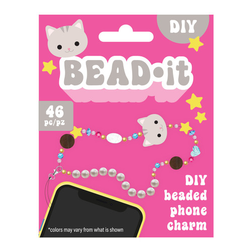 3 Pack Bead It DIY Phone Charm Kit-Kitty, 46 Pieces 34015244 - 718813979092
