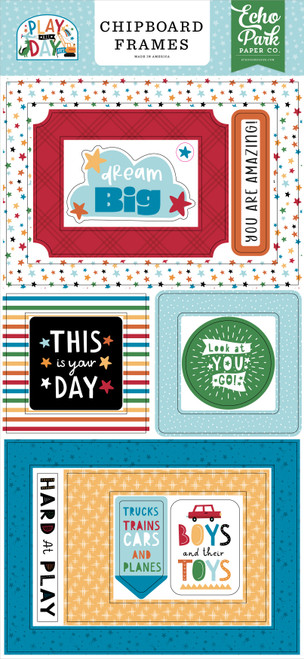3 Pack - Play All Day Boy Chipboard 6"X13"-Frames - AB269065 - 793888090804