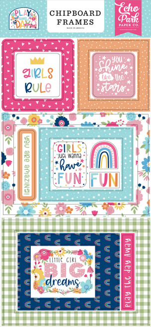 Play All Day Girl Chipboard 6"X13"-Frames - AG268065 - 793888089808 Play All Day Girl Chipboard 6"X13"-Frames - AG268065 - 793888089808