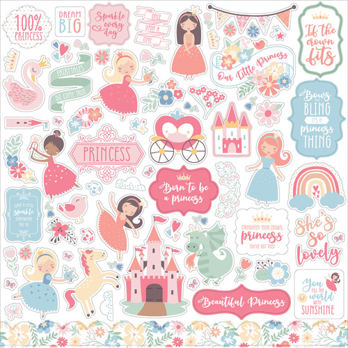 Our Little Princess Cardstock Stickers 12"X12"-Elements LP271014 - 793888094901