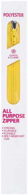 Coats All-Purpose Plastic Zipper 16"-Sun Yellow -F72 16-7250 - 073650024320