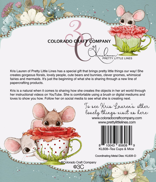 Colorado Craft Company Clear Stamps 6"X6"-Teacups & Mice-By Kris Lauren C3KL608