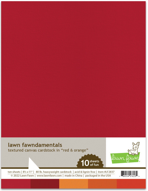Lawn Fawndamentals Textured Canvas Cardstock Pack 8.5"X11"-Red & Orange, 5 Colors/2 Sheets -LFTCC-2837 - 789554576239