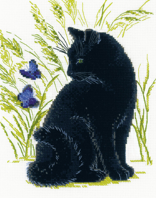 RIOLIS Counted Cross Stitch Kit 9.5"X11.75"-Black Cat (10 Count) R2001 - 46300150676354630015067635