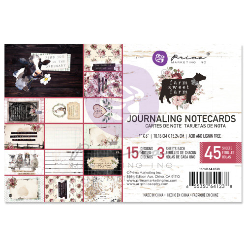 Farm Sweet Farm Journaling Cards 4"X6" 45/Pkg-15 Designs/3 Each P641238 - 655350641238