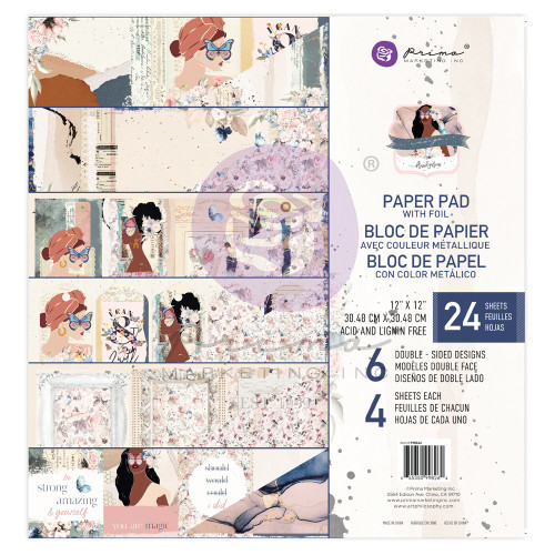 Prima Marketing Double-Sided Paper Pad 12"X12" 24/Pkg-Indigo, 6 Foiled Designs/4 Each - FG998264 - 655350998264