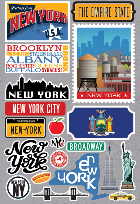 Reminisce Jet Setters 3.0 Dimensional Stickers-New York JET-031 - 810040176043