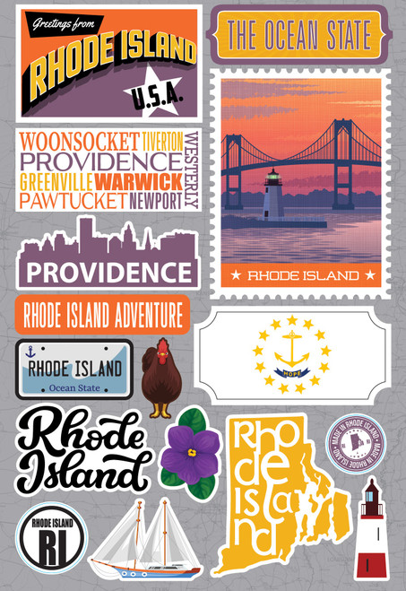 Reminisce Jet Setters 3.0 Dimensional Stickers-Rhode Island JET-038 - 810040176111