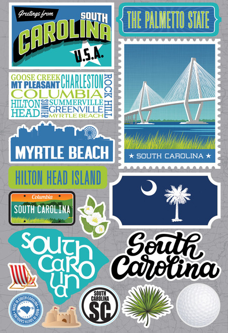 Reminisce Jet Setters 3.0 Dimensional Stickers-South Carolina - JET-039 - 810040176128 Reminisce Jet Setters 3.0 Dimensional Stickers-South Carolina - JET-039 - 810040176128