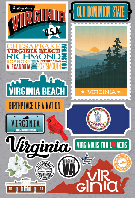 Reminisce Jet Setters 3.0 Dimensional Stickers-Virginia - JET-045 - 810040176180 Reminisce Jet Setters 3.0 Dimensional Stickers-Virginia - JET-045 - 810040176180