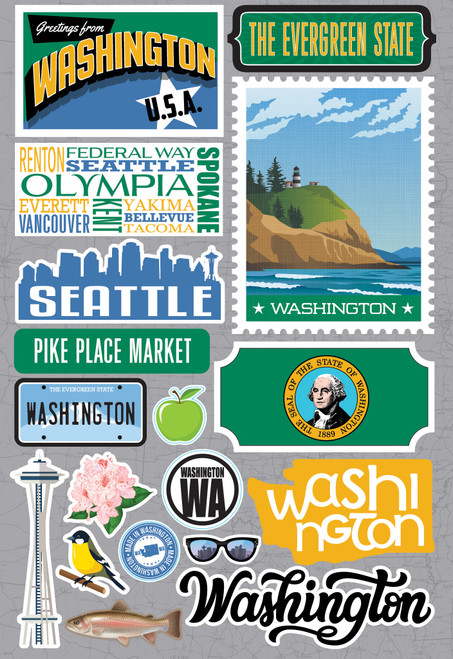 Reminisce Jet Setters 3.0 Dimensional Stickers-Washington - JET-046 - 810040176197 Reminisce Jet Setters 3.0 Dimensional Stickers-Washington - JET-046 - 810040176197
