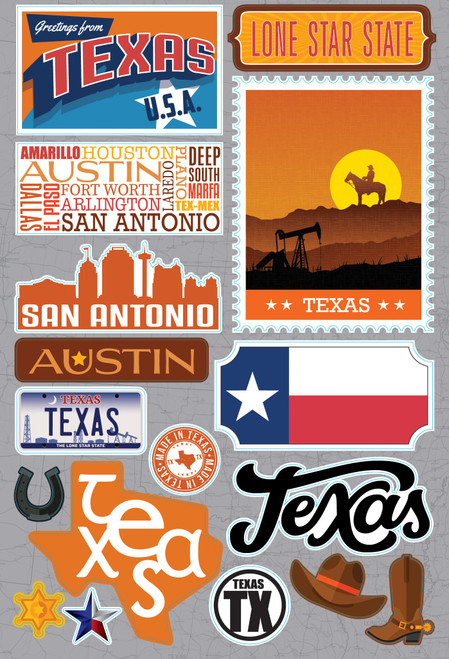 Reminisce Jet Setters 3.0 Dimensional Stickers-Texas - JET-042 - 810040176159 Reminisce Jet Setters 3.0 Dimensional Stickers-Texas - JET-042 - 810040176159