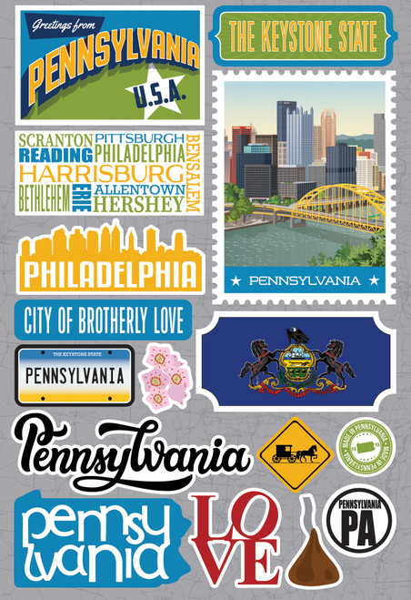 Reminisce Jet Setters 3.0 Dimensional Stickers-Pennsylvania - JET-037 - 810040176104 Reminisce Jet Setters 3.0 Dimensional Stickers-Pennsylvania - JET-037 - 810040176104