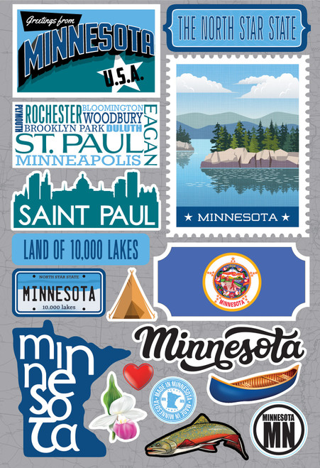 Reminisce Jet Setters 3.0 Dimensional Stickers-Minnesota - JET-022 - 810040175954 Reminisce Jet Setters 3.0 Dimensional Stickers-Minnesota - JET-022 - 810040175954