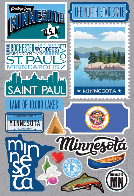 Reminisce Jet Setters 3.0 Dimensional Stickers-Minnesota JET-022 - 810040175954
