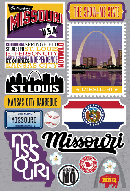 Reminisce Jet Setters 3.0 Dimensional Stickers-Missouri - JET-024 - 810040175978 Reminisce Jet Setters 3.0 Dimensional Stickers-Missouri - JET-024 - 810040175978