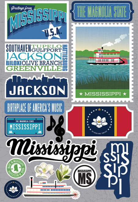Reminisce Jet Setters 3.0 Dimensional Stickers-Mississippi - JET-023 - 810040175961