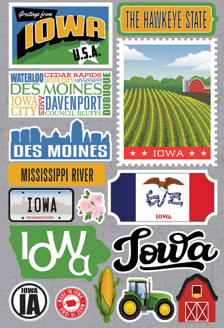 Reminisce Jet Setters 3.0 Dimensional Stickers-Iowa - JET-014 - 810040175879
