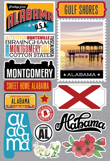 Reminisce Jet Setters 3.0 Dimensional Stickers-Alabama JET-000 - 810040175732