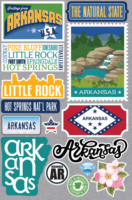 Reminisce Jet Setters 3.0 Dimensional Stickers-Arkansas - JET-003 - 810040175763 Reminisce Jet Setters 3.0 Dimensional Stickers-Arkansas - JET-003 - 810040175763