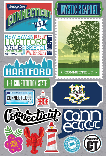 Reminisce Jet Setters 3.0 Dimensional Stickers-Connecticut - JET-006 - 810040175794 Reminisce Jet Setters 3.0 Dimensional Stickers-Connecticut - JET-006 - 810040175794