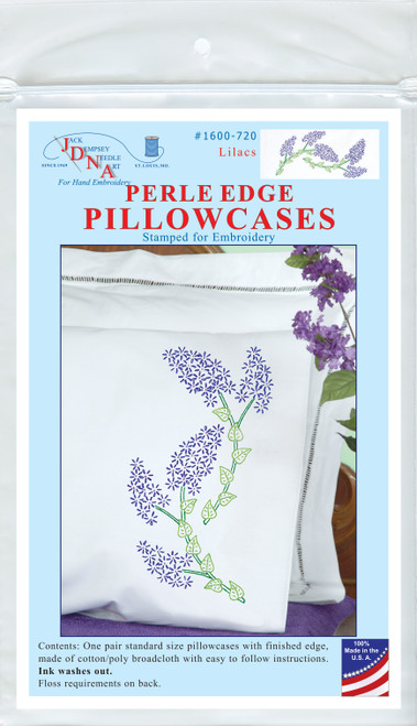 Jack Dempsey Stamped Pillowcases W/White Perle Edge 2/Pkg-Lilacs 1600 720 - 013155857207