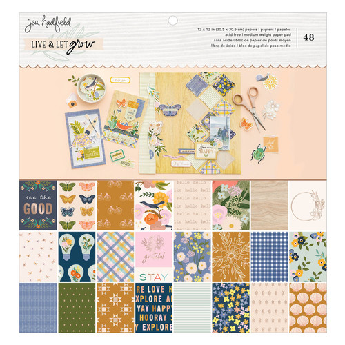 American Crafts Single-Sided Paper Pad 12"X12" 48/Pkg-Jen Hadfield Live & Let Grow JH003816