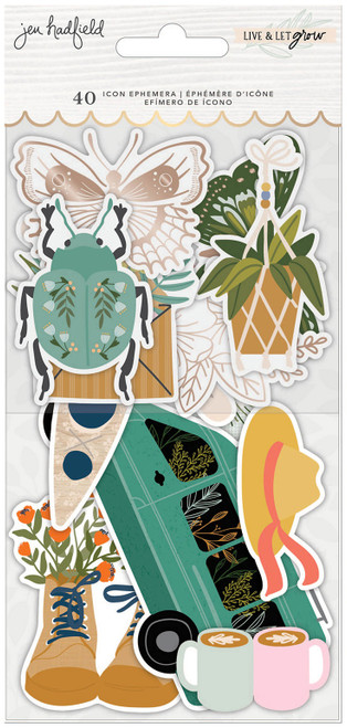 Jen Hadfield Live & Let Grow Ephemera Cardstock Die-Cuts-Icon W/Gold Foil Accents - JH003823 - 718813115087