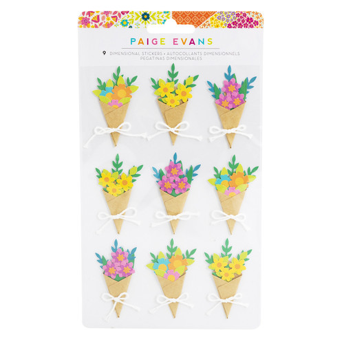 Paige Evans Splendid Dimensional Stickers 9/Pkg-Bouquets - PE003785 - 718813910972