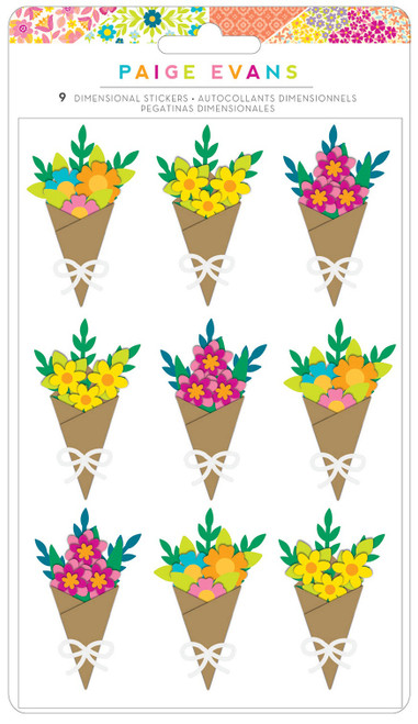 Paige Evans Splendid Dimensional Stickers 9/Pkg-Bouquets - PE003785