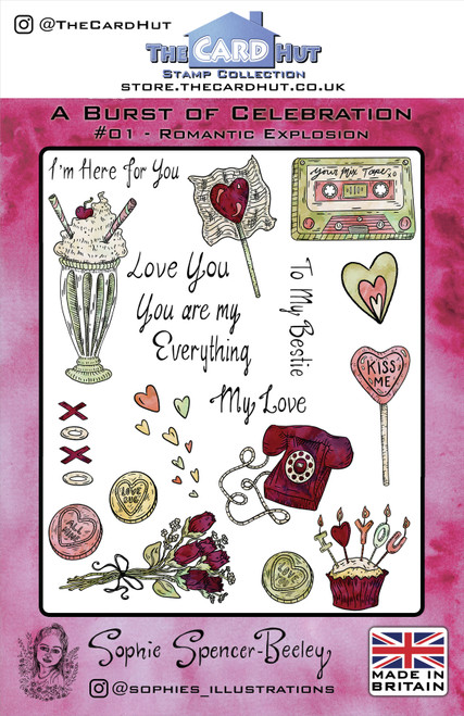 The Card Hut Clear Stamps 6"X8" By Sophie Spencer-Beeley-Burst of CelebrationRomantic Explosion SSB007