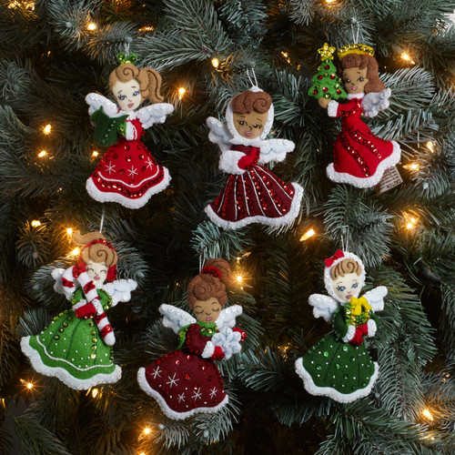Bucilla Felt Ornaments Applique Kit Set Of 6-Christmas Angels 89493E - 046109894935