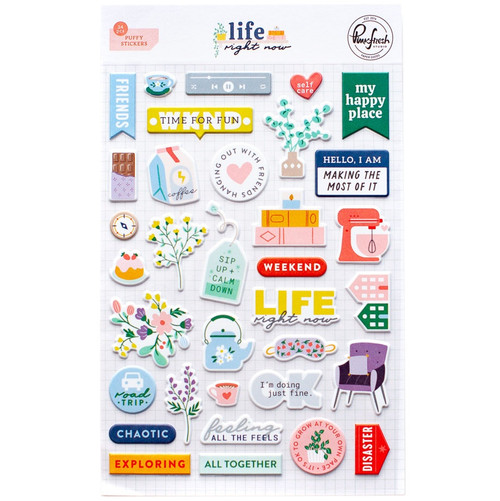 PinkFresh Puffy Stickers-Life Right Now PFLI2322 - 736952873835
