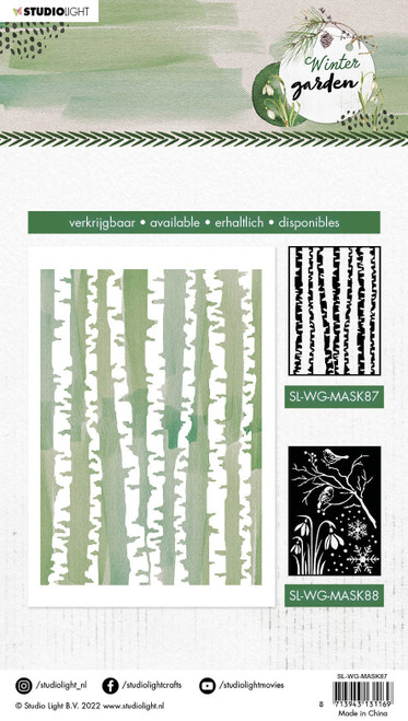 Studio Light Winter Garden 5.9"X8.25" Stencil-Nr. 87, Birch Trees WGMASK87 - 8713943131169