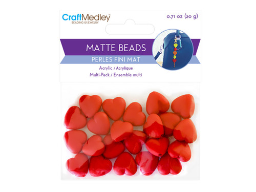 Craft Medley Plastic Beads 20g-Heart Red - BD486-D - 775749247350