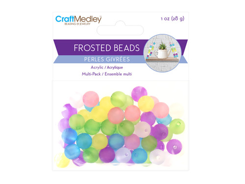 Craft Medley Round Plastic Beads 28g-10mm Frosted BD488-B - 775749247374