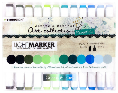 Studio Light Markers With Pvc Box-Nr. 01, Greens & Blues ESMARK01 - 8713943128800
