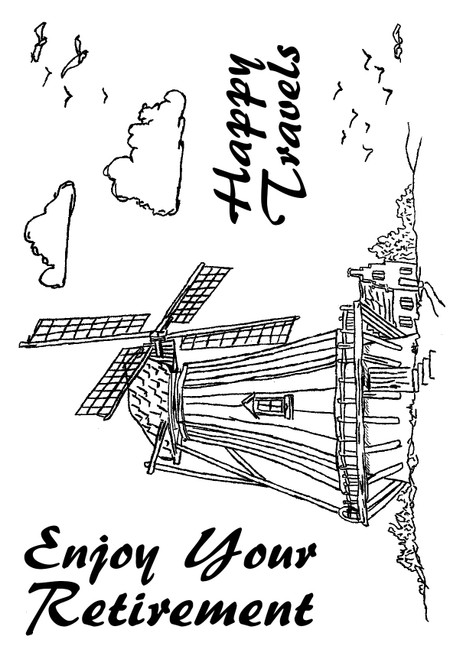 The Card Hut Clear Stamps 6"X4" By Dennis Lewan-002 Windmill CRDDL002 - 6653553915880665355391588