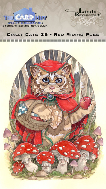 The Card Hut Clear Stamps 6"X4" By Linda Ravenscroft-Crazy Cats Little Red Riding Puss LRCC025