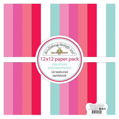 Doodlebug Textured Double-Sided Cardstock 12"X12" 12/Pkg-Lots Of Love - DT7589 - 842715075894 Doodlebug Textured Double-Sided Cardstock 12"X12" 12/Pkg-Lots Of Love - DT7589 - 842715075894