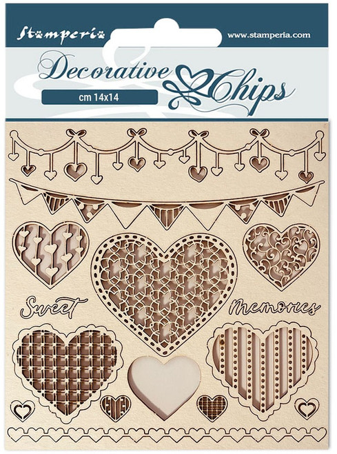 Stamperia Decorative Chips 5.5"X5.5"-Day Dream Hearts -SCB127 - 5993110021698
