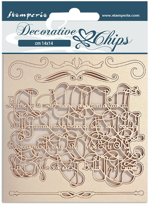 Stamperia Decorative Chips 5.5"X5.5"-Romantic Garden House Calligraphy SCB121 - 5993110021636