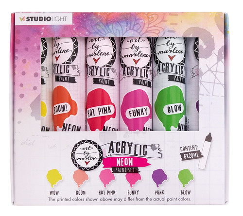 Art By Marlene Acrylic Paint Set 28ml 6/Pkg-Neon ACP104 - 8713943127667